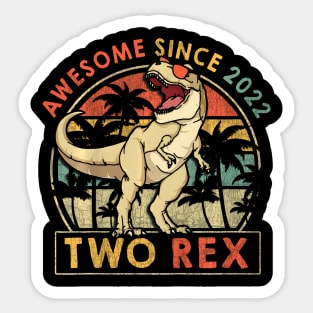 Kids Two Rex 2nd Birthday Second Dinosaur Year Old Sticker